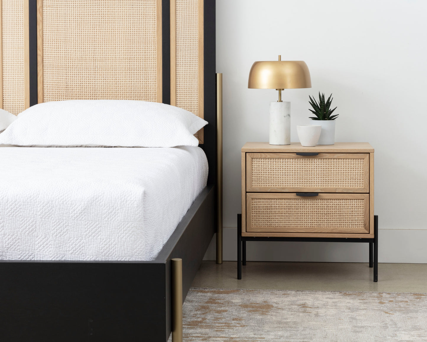 NAHLA AVIDA NIGHTSTAND - BLACK - RUSTIC OAK/NATURAL