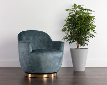 NAHLA CASEY SWIVEL LOUNGE CHAIR - NONO PETROL