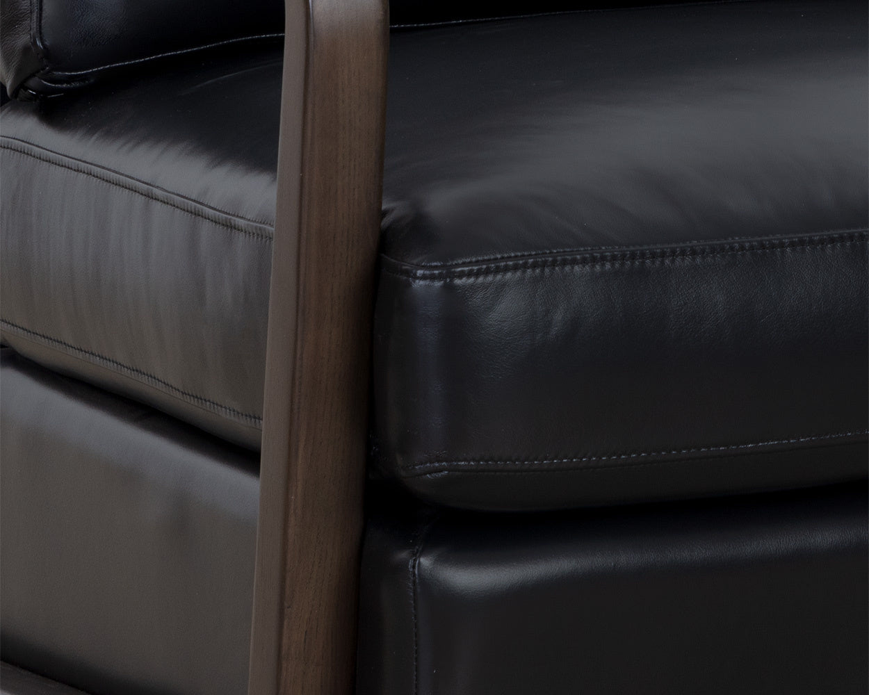 NAHLA CASTELL SWIVEL LOUNGE CHAIR - BROWN - CORTINA BLACK LEATHER