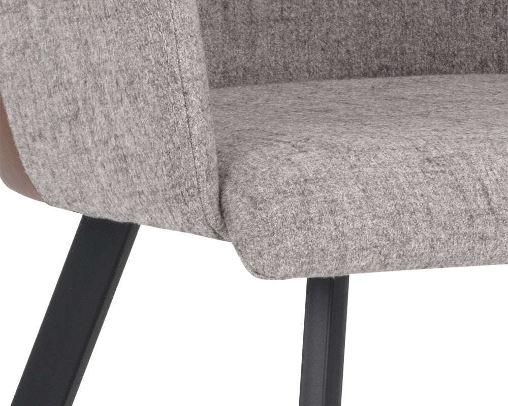 NAHLA GRIFFIN DINING ARMCHAIR - NOVEMBER GREY / BRAVO COGNAC
