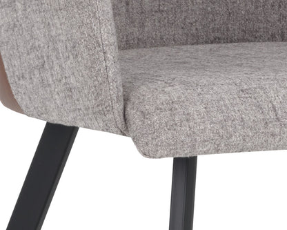 NAHLA GRIFFIN DINING ARMCHAIR - NOVEMBER GREY / BRAVO COGNAC