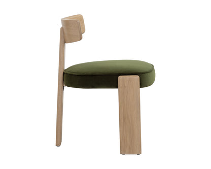 NAHLA HORTON DINING CHAIR - RUSTIC OAK - FOREST GREEN