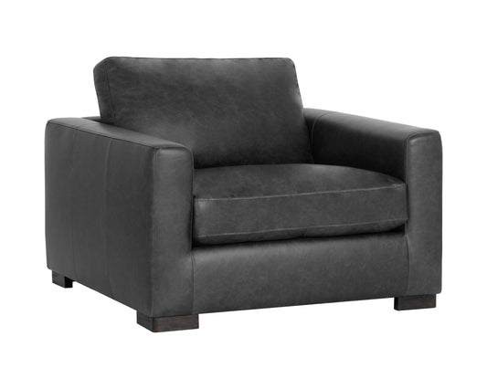 NAHLA BAYLOR ARMCHAIR - MARSEILLE BLACK LEATHER