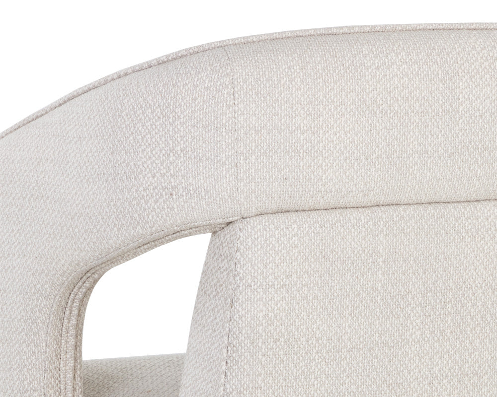 NAHLA KENDRICK WHEELED DINING ARMCHAIR - MOTO STUCCO
