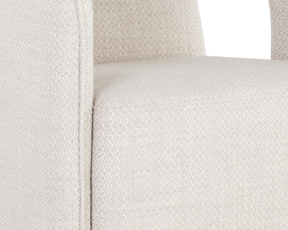 NAHLA KENDRICK WHEELED DINING ARMCHAIR - MOTO STUCCO