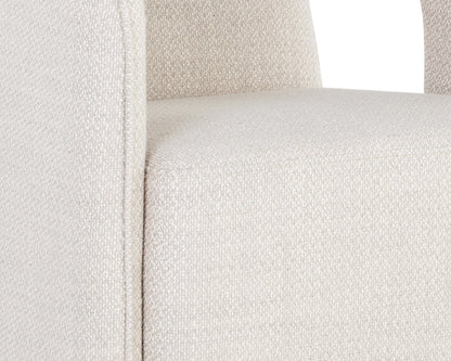 NAHLA KENDRICK WHEELED DINING ARMCHAIR - MOTO STUCCO