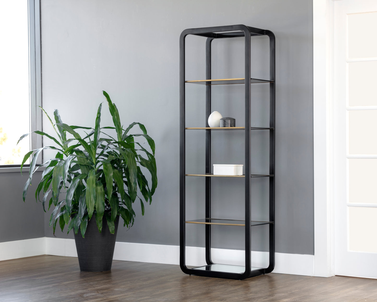 NAHLA AMBRETTA BOOKCASE - SMALL - BLACK / SMOKE GREY