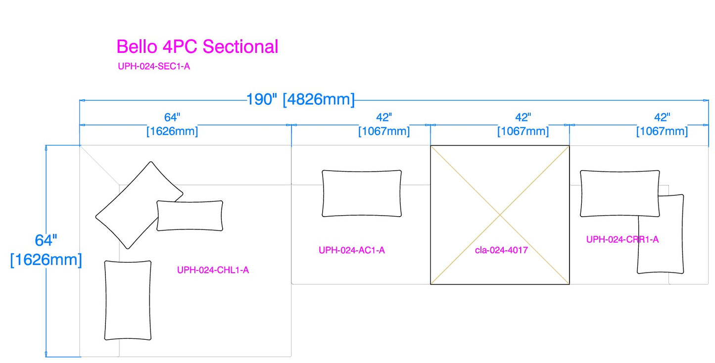 BELLO 4PC SECTIONAL-N
