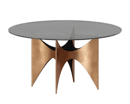 NAHLA GLASS DINING TABLE TOP - ROUND - SMOKE GREY - 59"