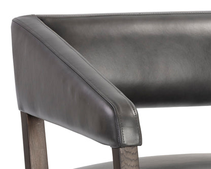 NAHLA CARLYLE LOUNGE CHAIR - BRENTWOOD CHARCOAL LEATHER