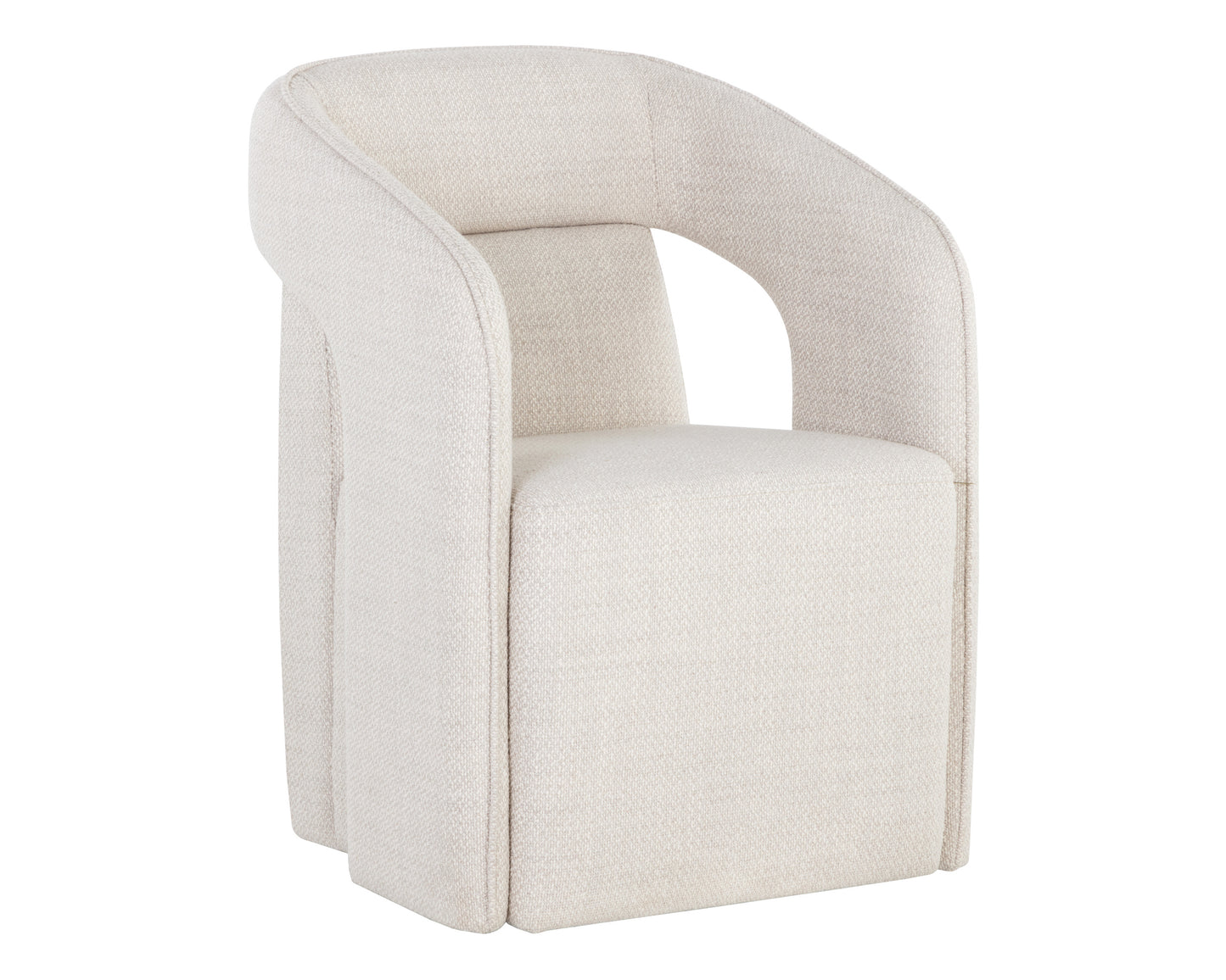 NAHLA KENDRICK WHEELED DINING ARMCHAIR - MOTO STUCCO