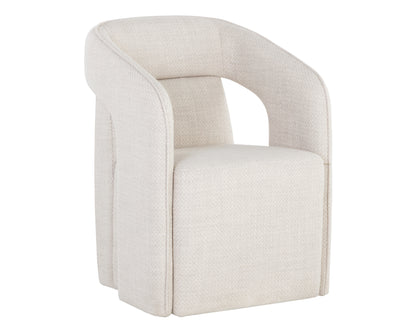 NAHLA KENDRICK WHEELED DINING ARMCHAIR - MOTO STUCCO