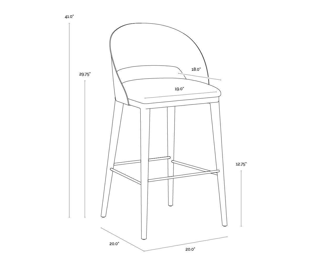 NAHLA DEZIRAE BARSTOOL - ANTIQUE BRASS - CHARCOAL BLACK LEATHER