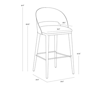 NAHLA DEZIRAE BARSTOOL - ANTIQUE BRASS - CHARCOAL BLACK LEATHER