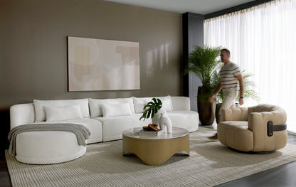 NAHLA LAKEN SOFA CHAISE - LAF - COPENHAGEN WHITE