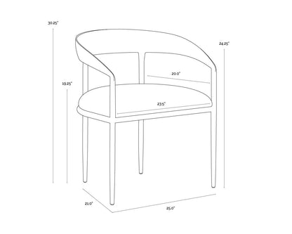 NAHLA ZANATTA DINING ARMCHAIR - CHARCOAL BLACK LEATHER