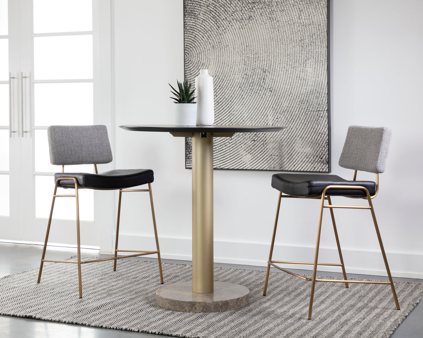 NAHLA BRINLEY COUNTER STOOL - GOLD - NIGHTFALL BLACK / CHACHA GREY