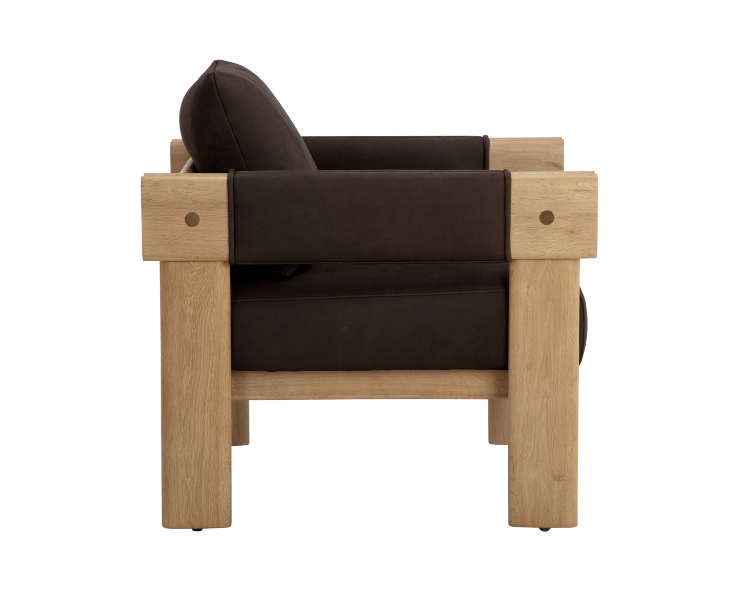 NAHLA CARMICHAEL LOUNGE CHAIR - NUBUCK COCOA LEATHER