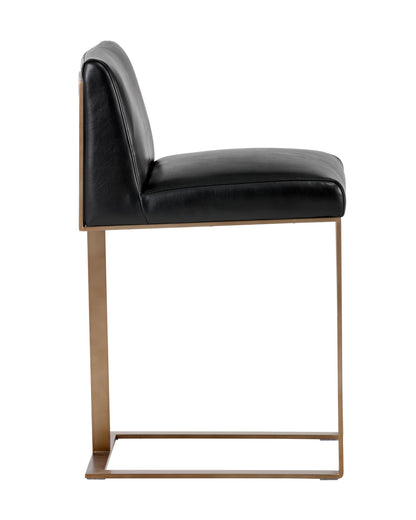 NAHLA DEAN COUNTER STOOL - ANTIQUE BRASS - CANTINA BLACK