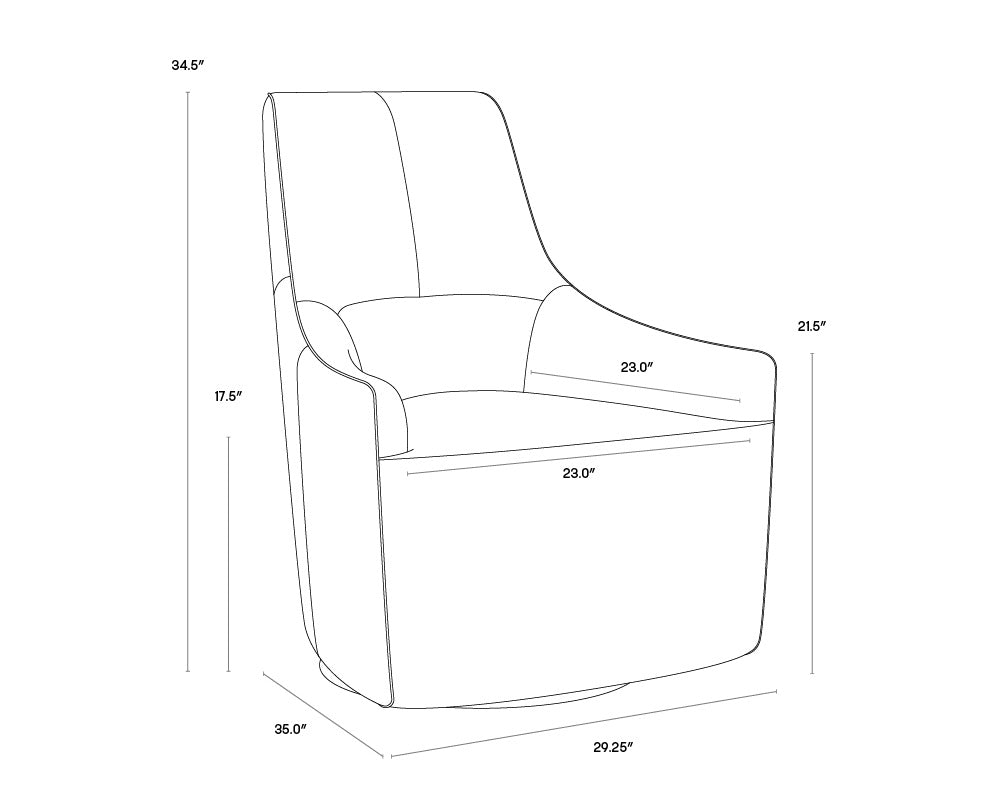 NAHLA CARMINE SWIVEL LOUNGE CHAIR - COGNAC LEATHER