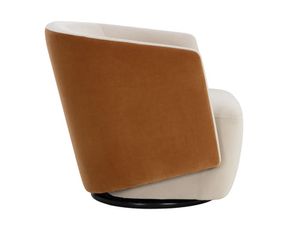 NAHLA SARINA SWIVEL LOUNGE CHAIR - MEG TAUPE / MEG GOLD