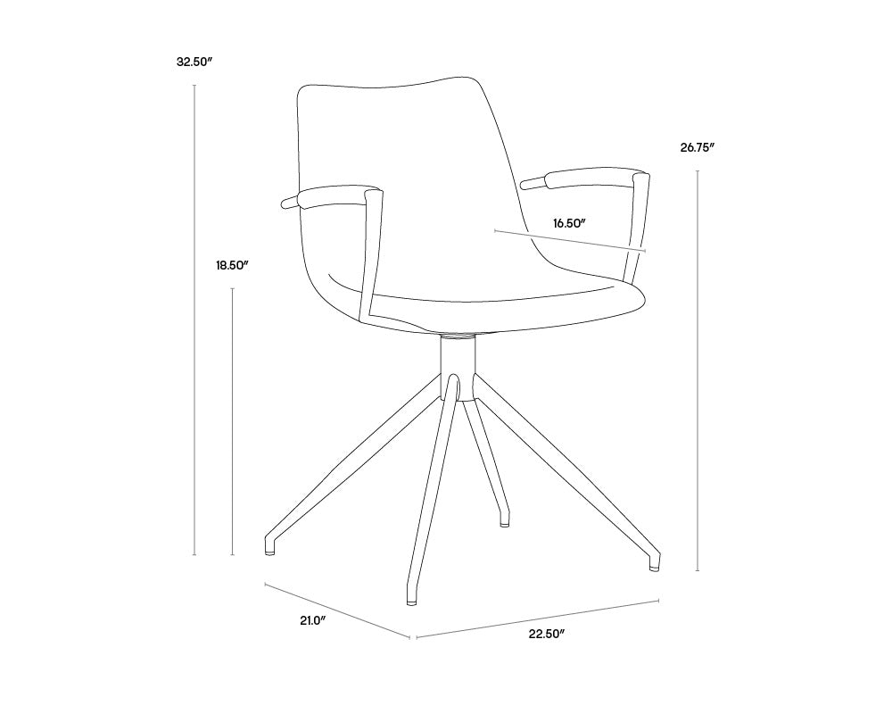 NAHLA ANDRES SWIVEL DINING ARMCHAIR - BELFAST HEATHER GREY