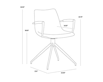NAHLA ANDRES SWIVEL DINING ARMCHAIR - BELFAST HEATHER GREY
