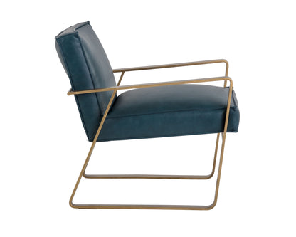 NAHLA KRISTOFFER LOUNGE CHAIR - VINTAGE PEACOCK LEATHER
