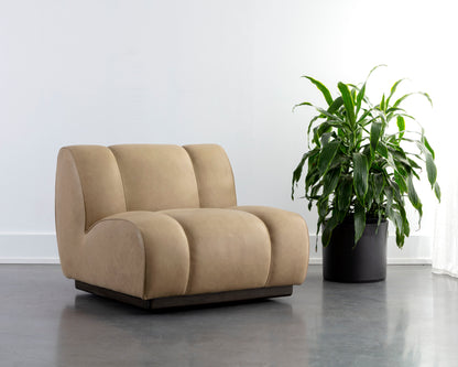 NAHLA BLAISE SWIVEL LOUNGE CHAIR - SAHARA SAND LEATHER