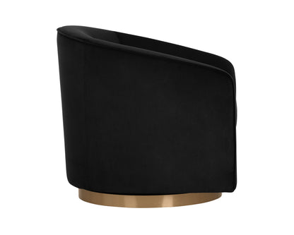 NAHLA HAZEL SWIVEL LOUNGE CHAIR - GOLD - BLACK SKY