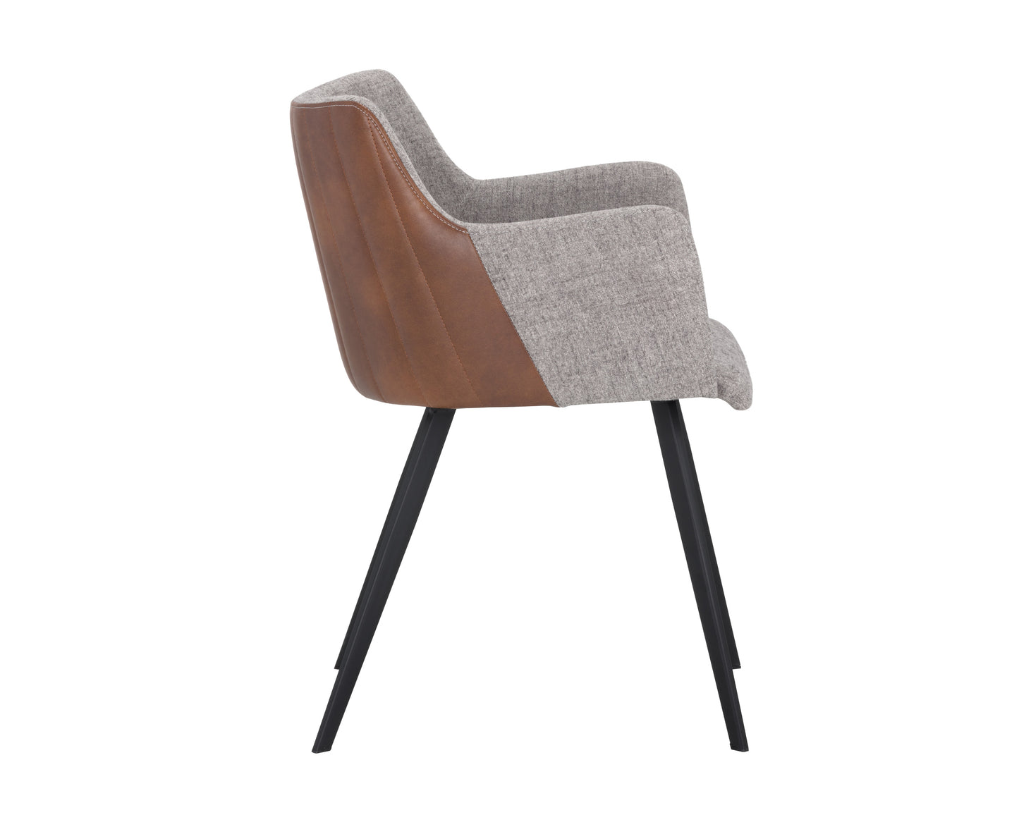 NAHLA GRIFFIN DINING ARMCHAIR - NOVEMBER GREY / BRAVO COGNAC