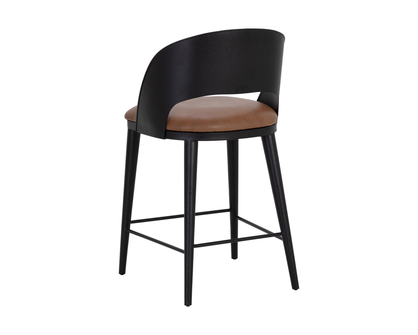 NAHLA DEZIRAE COUNTER STOOL - BLACK - COGNAC LEATHER