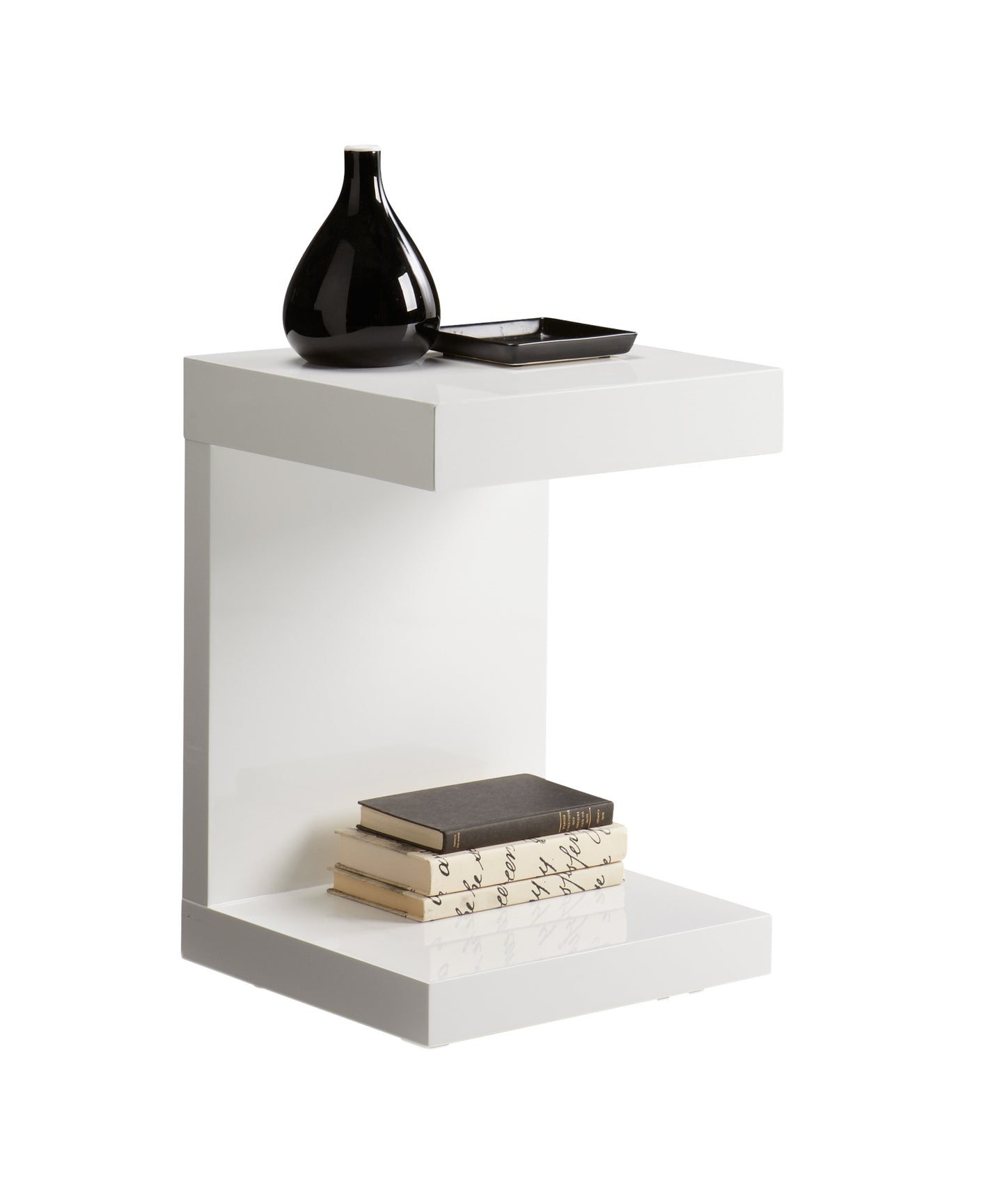 NAHLA BACHELOR END TABLE - HIGH GLOSS WHITE