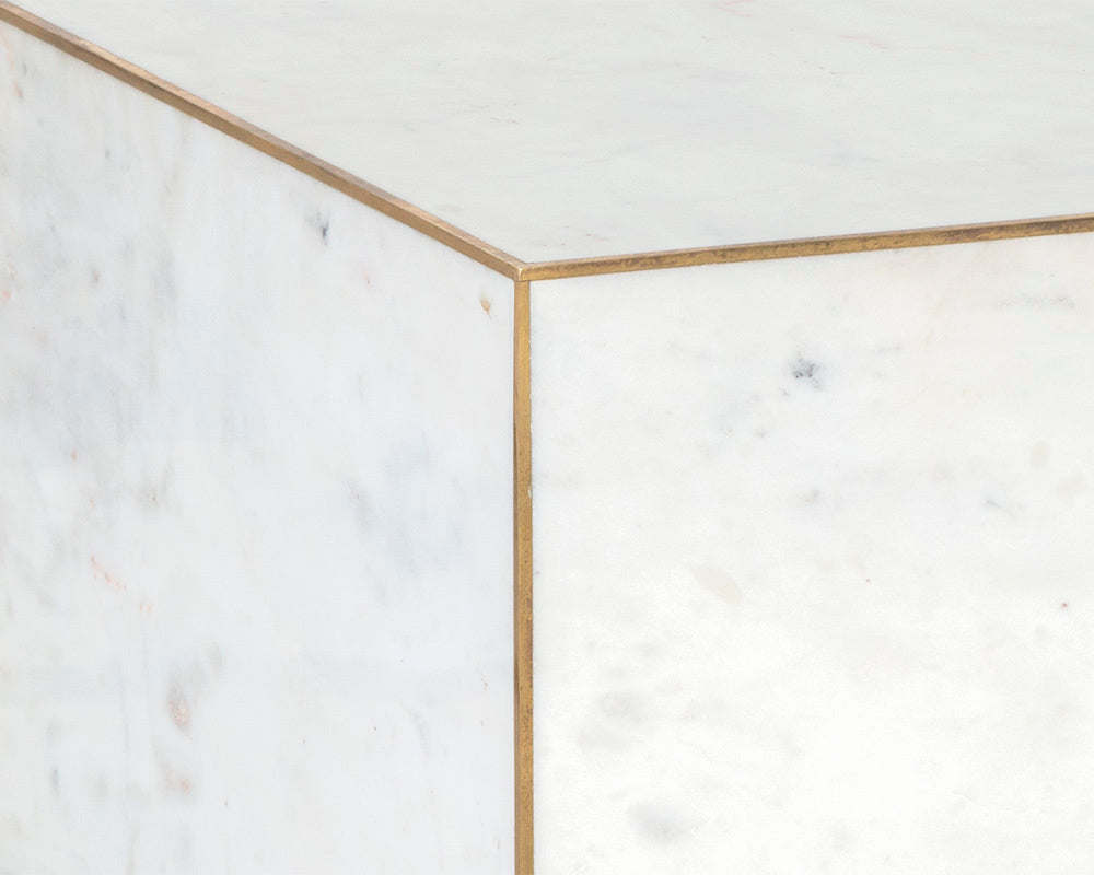 NAHLA DAINES END TABLE - WHITE MARBLE