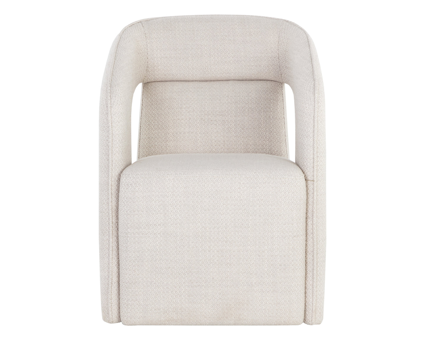 NAHLA KENDRICK WHEELED DINING ARMCHAIR - MOTO STUCCO