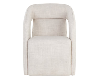 NAHLA KENDRICK WHEELED DINING ARMCHAIR - MOTO STUCCO
