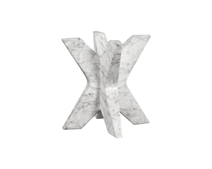 NAHLA CYPHER DINING TABLE BASE - MARBLE LOOK - WHITE