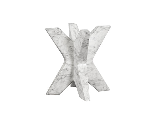 NAHLA CYPHER DINING TABLE BASE - MARBLE LOOK - WHITE
