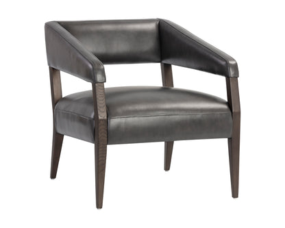 NAHLA CARLYLE LOUNGE CHAIR - BRENTWOOD CHARCOAL LEATHER