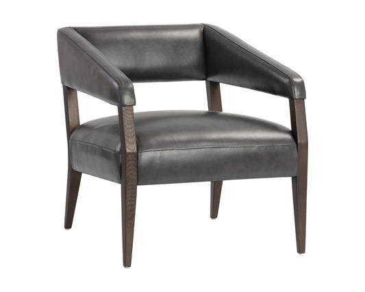 NAHLA CARLYLE LOUNGE CHAIR - BRENTWOOD CHARCOAL LEATHER