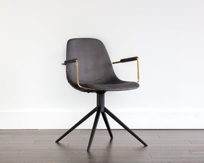 NAHLA CASSIUS SWIVEL DINING ARMCHAIR - SLATE TINT / NIGHTFALL BLACK