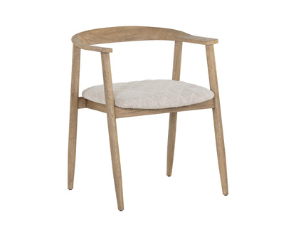 NAHLA JEREMY DINING ARMCHAIR - WEATHERED OAK - DOVE CREAM