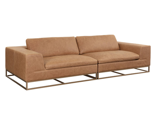 NAHLA IRA SOFA - CAMEL LEATHER