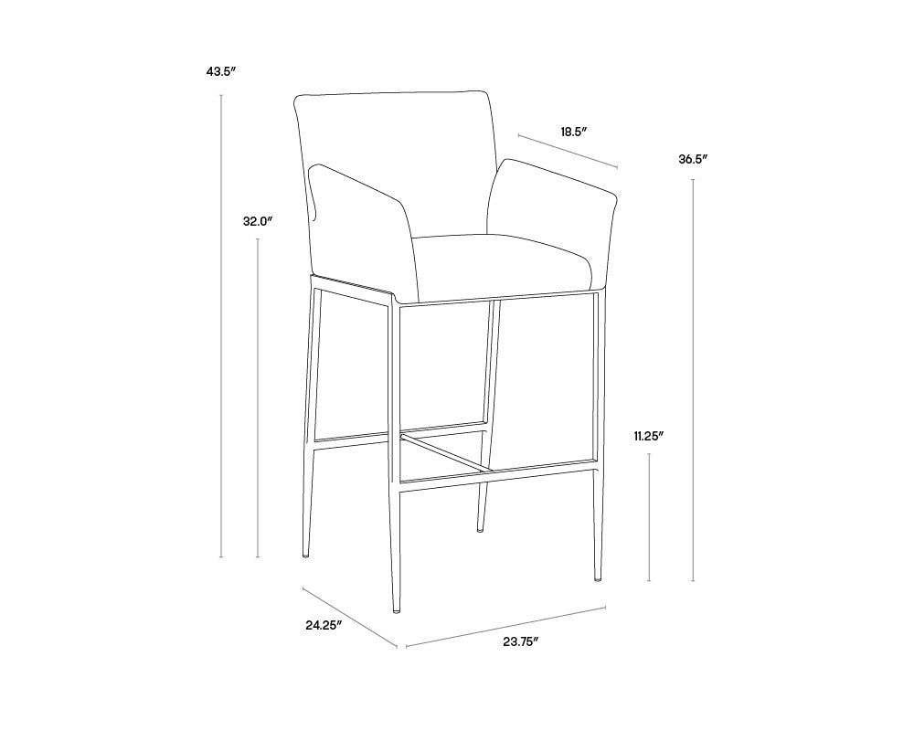 NAHLA GESA BARSTOOL - POLO CLUB KOHL GREY