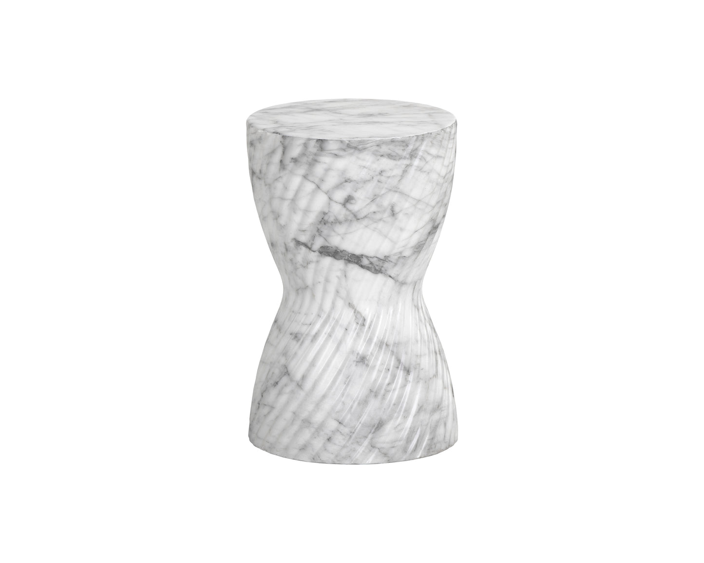 NAHLA CARA END TABLE - MARBLE LOOK - WHITE