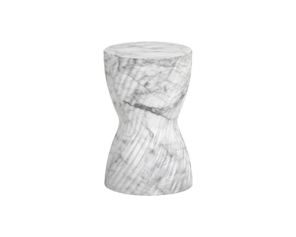NAHLA CARA END TABLE - MARBLE LOOK - WHITE