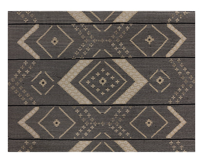 NAHLA ASANA HAND-WOVEN RUG - BLACK / TAN - 9' X 12'