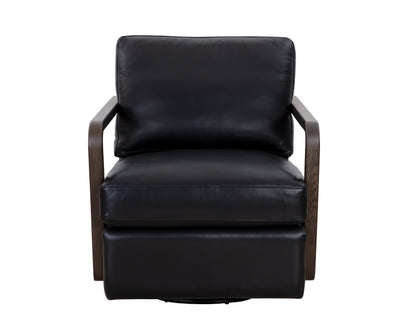 NAHLA CASTELL SWIVEL LOUNGE CHAIR - BROWN - CORTINA BLACK LEATHER