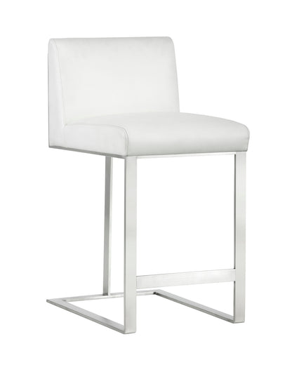 NAHLA DEAN COUNTER STOOL - STAINLESS STEEL - CANTINA WHITE