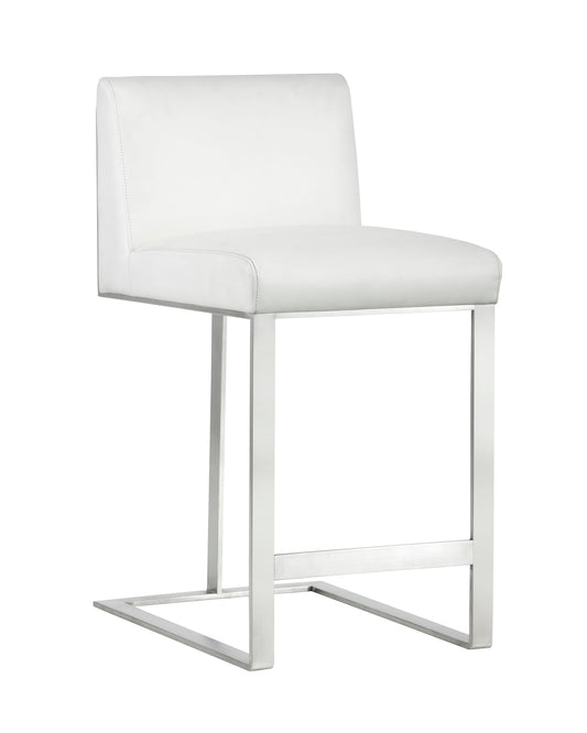 NAHLA DEAN COUNTER STOOL - STAINLESS STEEL - CANTINA WHITE